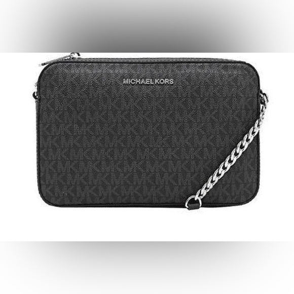 Michael Kors jet set large east west black Signature Crossbody - Picture 1 of 7